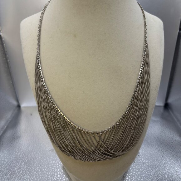 Intimate Silver-Tone Multi-Strand Draped Chain Necklace For Women Feminine - Picture 12 of 12